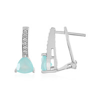 Aqua Chalcedony Silver Earrings