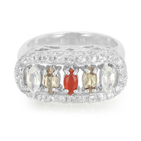 Mixed Gemstones Silver Ring