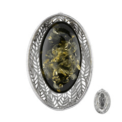 Green Baltic Amber Silver Pendant