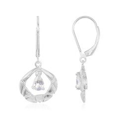 Rainbow Moonstone Silver Earrings