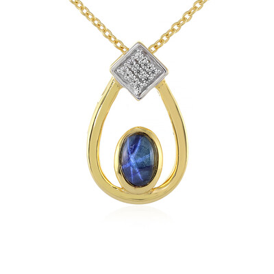Blue Star Sapphire Silver Necklace