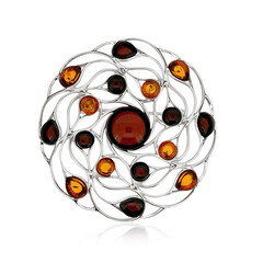 Amber Silver Brooch