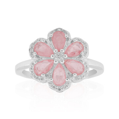 Pink Pastel Quartz Silver Ring