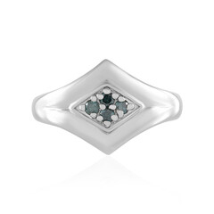 I2 Blue Diamond Silver Ring