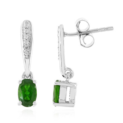 Russian Diopside Silver Earrings