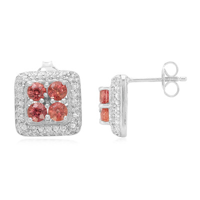 Sunset Ruby Silver Earrings