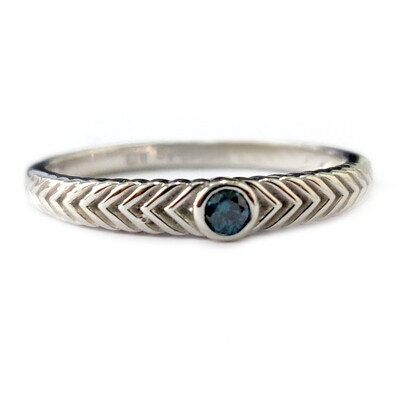 Blue Diamond Silver Ring