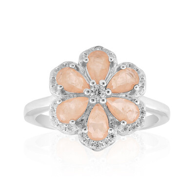 Peach Pastel Quartz Silver Ring