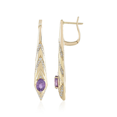 14K Unheated Ceylon Purple Sapphire Gold Earrings (de Melo)