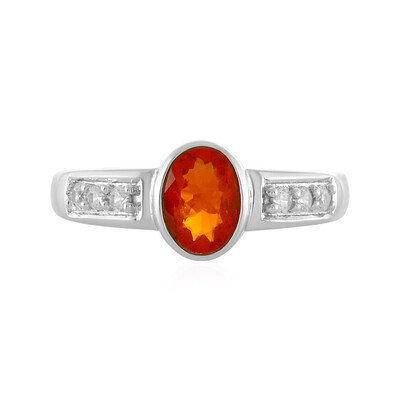 Fire Opal Silver Ring