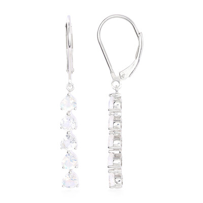 Rainbow Moonstone Silver Earrings