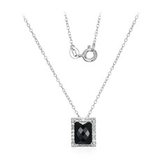 Black Agate Silver Necklace