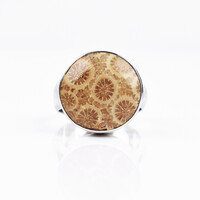 Petrified Coral Silver Ring