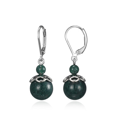 Moss Agate Silver Earrings