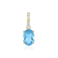9K Swiss Blue Topaz Gold Pendant