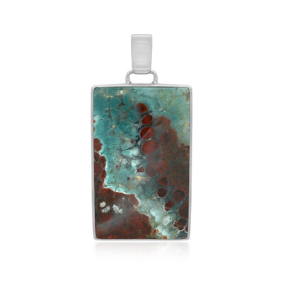 Java Plume Agate Silver Pendant (Bali Barong)