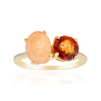 Peach Pastel Quartz Silver Ring