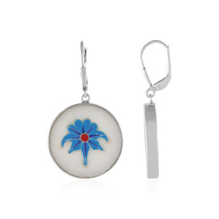 White Marble Silver Earrings
