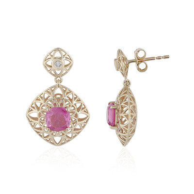 9K Madagascar Pink Sapphire Gold Earrings (Ornaments by de Melo)