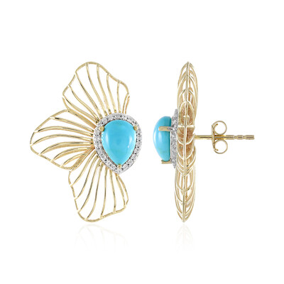 9K Sleeping Beauty Turquoise Gold Earrings (Ornaments by de Melo)
