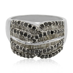 Black Diamond Silver Ring