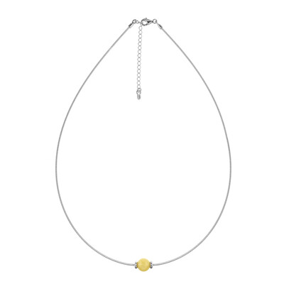 Milky Baltic Amber Silver Necklace (MONOSONO COLLECTION)