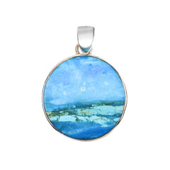 Blue Atacama Opal Silver Pendant