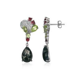 Moss Agate Silver Earrings