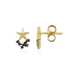 SI1 Blue Diamond Silver Earrings