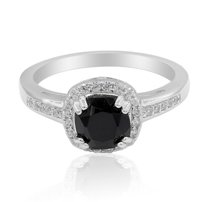 Black Spinel Silver Ring
