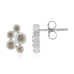 9K VS1 Champagne Diamond Gold Earrings