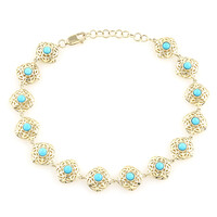 9K Sleeping Beauty Turquoise Gold Bracelet (Ornaments by de Melo)