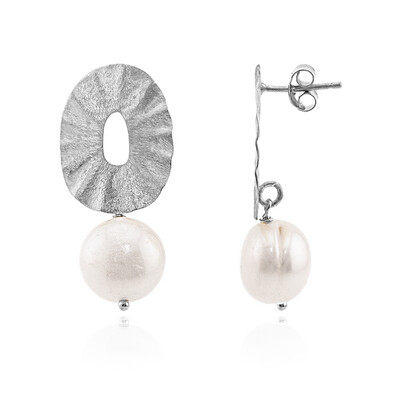 White Freshwater Pearl Silver Earrings (Joias do Paraíso)