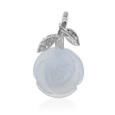 Blue Chalcedony Silver Pendant