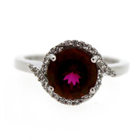 Cherry Topaz Silver Ring