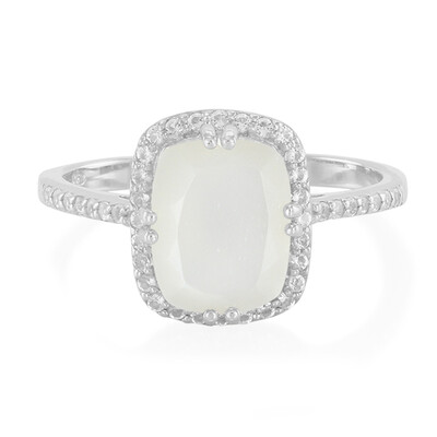 White Moonstone Silver Ring