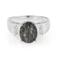 Black Rutile Quartz Silver Ring