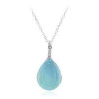 Aqua Chalcedony Silver Necklace