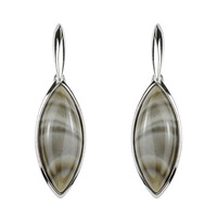 Holy Cross Flint Stone Silver Earrings
