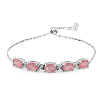 Pink Pastel Quartz Silver Bracelet