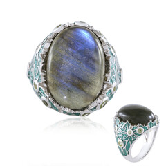 Blue Maniry Labradorite Silver Ring (Adela Silber)