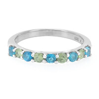 Neon Blue Apatite Silver Ring