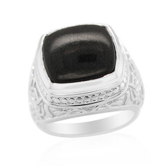 Black Agate Silver Ring
