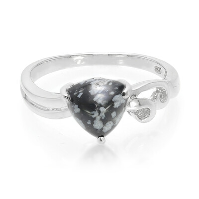 Snowflake Obsidian Silver Ring