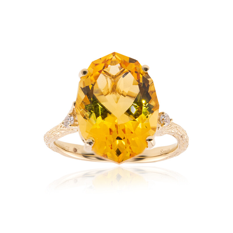 Sun kissed Citrin 14K Gold Ring Diamonds 7.45ct