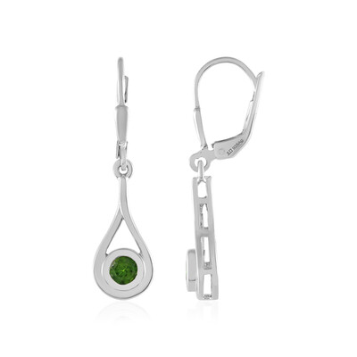 Russian Diopside Silver Earrings