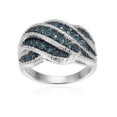 I3 Blue Diamond Silver Ring