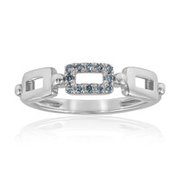 I2 Sky Blue Diamond Silver Ring