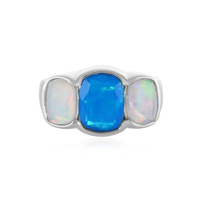 Blue Ethiopian Opal Silver Ring