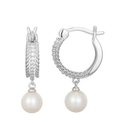 White Freshwater Pearl Silver Earrings